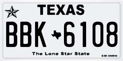TX license plate BBK6108