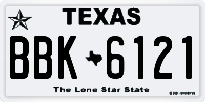 TX license plate BBK6121
