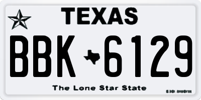 TX license plate BBK6129