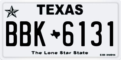 TX license plate BBK6131