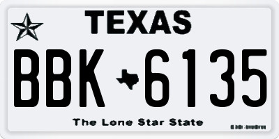 TX license plate BBK6135