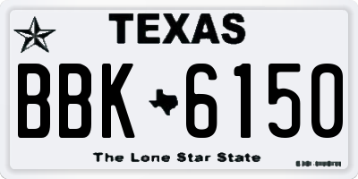 TX license plate BBK6150