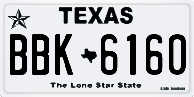 TX license plate BBK6160