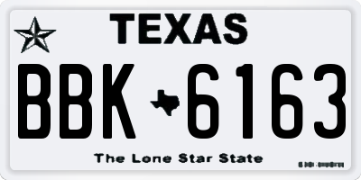 TX license plate BBK6163
