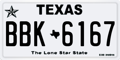 TX license plate BBK6167