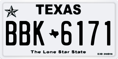 TX license plate BBK6171