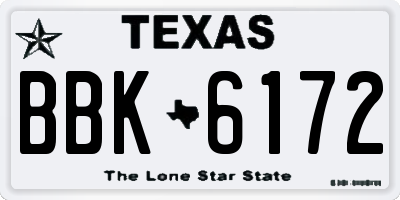 TX license plate BBK6172