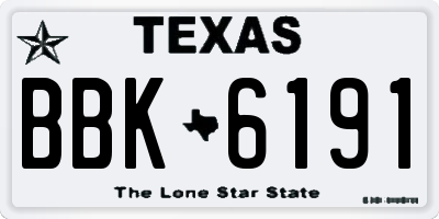 TX license plate BBK6191