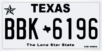 TX license plate BBK6196