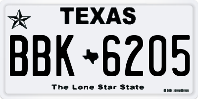 TX license plate BBK6205