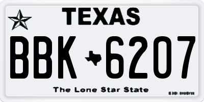 TX license plate BBK6207