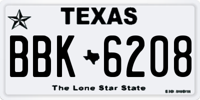 TX license plate BBK6208
