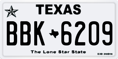 TX license plate BBK6209