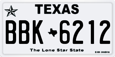 TX license plate BBK6212