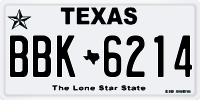 TX license plate BBK6214