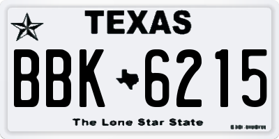 TX license plate BBK6215