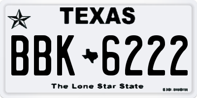 TX license plate BBK6222