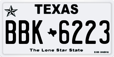 TX license plate BBK6223