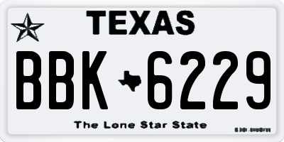 TX license plate BBK6229