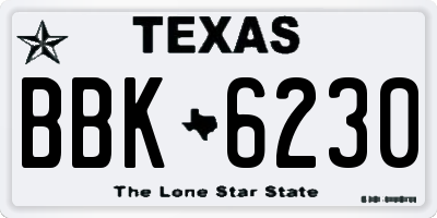TX license plate BBK6230