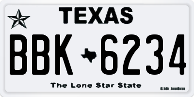 TX license plate BBK6234