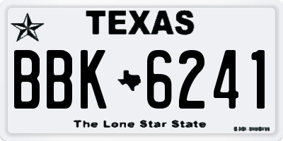 TX license plate BBK6241