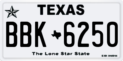 TX license plate BBK6250