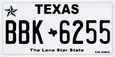 TX license plate BBK6255