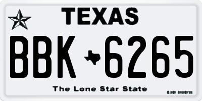 TX license plate BBK6265