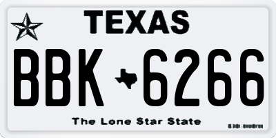 TX license plate BBK6266