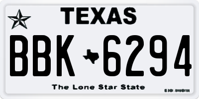 TX license plate BBK6294