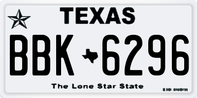 TX license plate BBK6296