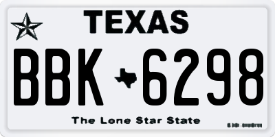TX license plate BBK6298