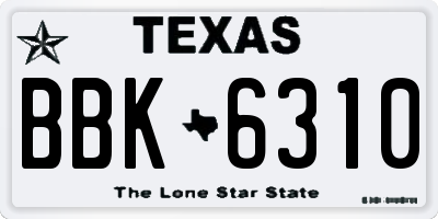 TX license plate BBK6310