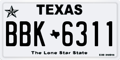 TX license plate BBK6311