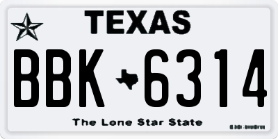 TX license plate BBK6314