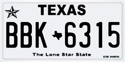 TX license plate BBK6315