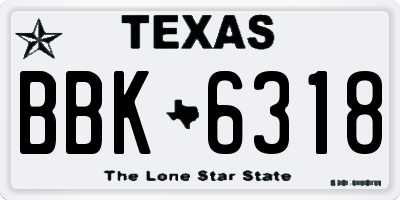 TX license plate BBK6318