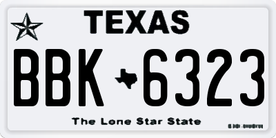 TX license plate BBK6323