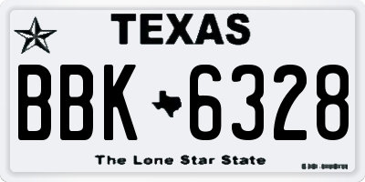 TX license plate BBK6328