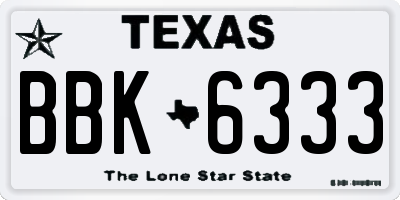 TX license plate BBK6333