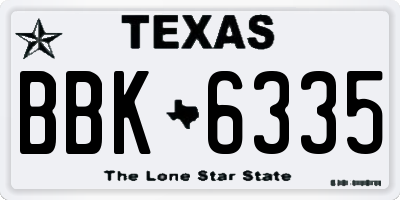 TX license plate BBK6335