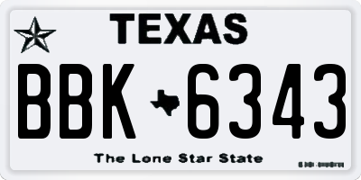 TX license plate BBK6343