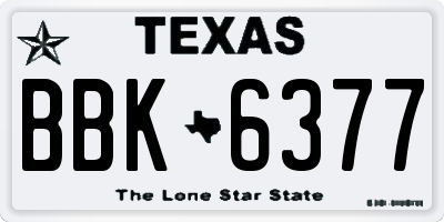 TX license plate BBK6377