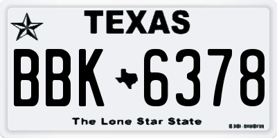TX license plate BBK6378