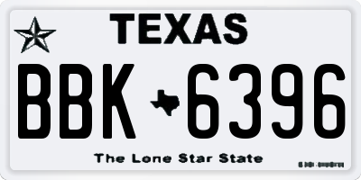 TX license plate BBK6396