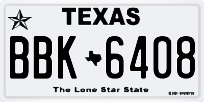 TX license plate BBK6408