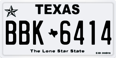 TX license plate BBK6414