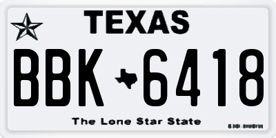 TX license plate BBK6418