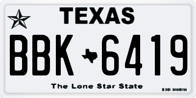 TX license plate BBK6419